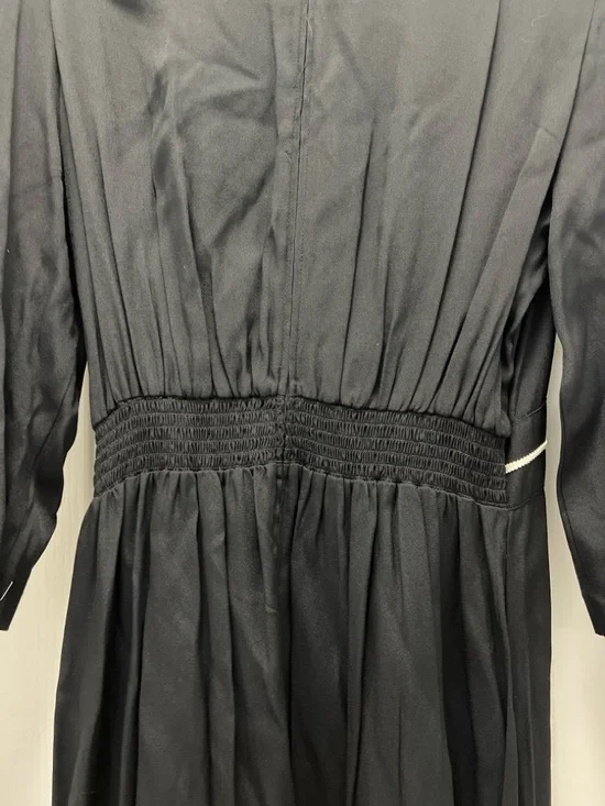 SL Fashions Black Long-Sleeve Midi Dress with Ornate Waist Accent - Picture 6 of 8